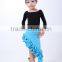 Long sleeve black top and skirt latin dance dress for girls LT010