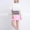 New Fashionable High Quality Comfortable with stripe split ladies linen fabric blouse