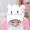 flannel cartoon adult animal jumpsuit animal pajamas jumpsuit pink dot kitty design