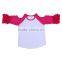 Children's Clothing White t Shirt Cold Shoulder Shirt Ruffle Ralgan Shirts Icing Ruffle Shirts