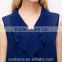Fashion lady ruffle front sleeveless slim chiffon blouse 2015