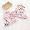 Wholesae cotton soft flower printing tops and pants set baby girl summer set