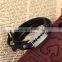 Real Leather Bangles Bracelets Silver Tone Black Razor Blade Adjustable