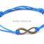 2PCs Bronze Metal Infinity Faux Suede Leather Cord Charm Bracelets