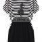 CHEFON Batwing Sleeves Striped Panel Loose casual dresses for women