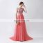 Free Shipping Custom Made Tulle Floor Length Peplum Jewel Sleeveless Zipper Ruffle Women Prom Dress