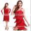 BestDance OEM sexy women ballroom latin competition dress red/dark blue/black