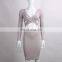 MIKA72350 Long Sleeve Elastic Cotton Warm Winter Elegant Party Dresses 2015 Sexy Midi Pencil Club Bandage Bodycon Dress