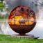 Outdoor garden ornament forest design metal half fire sphere