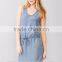 Wholesale Lady Sleeveless Round Neckline Tencel Denim Tank Dress/Plus Size Casual Dresses For Fat Women