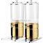 Two Tanks Gold Color Stainless Steel Buffet Fruit Juice Dispenser