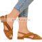 Ladies flat multi strap shoes ankle strap brown color low heel back strap suede material design women sandals