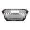 RS4 with lower frame quattro front bumper grille for Audi A4 B85 center honeycomb grill black chrome silver frame 2013-2016