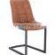 Popular Leather Dining Chair Square Seat With Sliver Leg