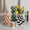 New Nordic Vase Deco Green Orange Black And White Checkerboard Grote Vaas Ceramic Vase For Aesthetic Home Decorations