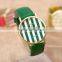 2016 Striped dial quartz watch with leather strap for woman