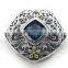 925 sterling silver indian handcrafted London Blue Topaz gemstone slide pendant with 18k gold accents