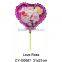 2016 New design cup stick heart shaped foil balloon cartoon bear shaped helium ballloon for party decoration