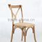 Sellable stackable wooden Cross back wedding chair with rattan cushion
