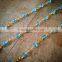 Aqua Glass Bead Chain Faceted 4mm Blue Beads on GOLD plated 1mm Wire Hand Made Necklace Chain Glass Fixed Bead Chain Jewelry