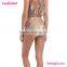 Halter high waist nude ruffled bikini swimwear