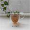 heat resistant double wall glass tea cup with handle