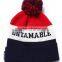 Comfortable White Letters Jacquard Winter Beanies/Customized Blank Rasta Pom Pom Beanies