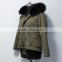 Fashionable hot sale military parka jacket with real raccoon fur hood