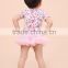 Hot sale christmas pink flower lace ruffles plain baby rompers
