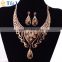 African exaggerate beautiful chandilier shaped hollow jewelry set golden crystal jewelry set bridal wedding accessories