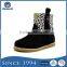 Comfortable fitting zipper side girl sexy leopard black children leather winter boots
