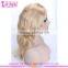Wet and wavy cheap 16 inches thick human hair lace front wig #22 natural straight middle part lace front wig blonde