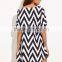 Black And White Chevron Print Shift Dress with High Quality
