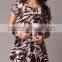 Pretty Steps 2016 new fashion chiffon blouse short sleeve printed shirt for ladies