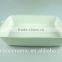 Enamel Ceramic Baking Dish White Green Line Decor Serving Dish Rectangular With Handle