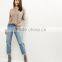 Crop Hoodies Women Simple Long Sleeves Grey Brushed Marl Cropped Top Hoodie