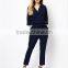 V-neck three quarter sleeve jumpsuits women summer spring autumn full length casual