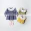 YDA3326korean Girl Dress Autumn Puffy Sleeve Solid Color Kid Dress