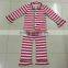 2016 High quqlity green and white stripe kids 100% cotton pajamas children's sleepwear clothing set wholesale