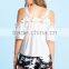 Hot Selling Cold Shoulder Crochet Embellished Blouse/fashion Woman Blouses