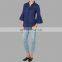 2017 New Design Shirt Blouse Model Islamic Clothes Navy Blue Tops Nice Flutter Sleeve Girls Tunic