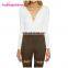 Ladies Long Sleeves White Knitting Swear Bodysuit Women Jumpsuits And Rompers