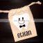 Personalized 4"x 6" tooth fairy kit drawstring cotton muslin bag