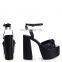 Ladies wholesale Black color high heels ankle strap extreme platform women sandals shoes made in Spain