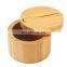Bamboo Seasonings Box With Mini Spoon,Kitchen Salt Pepper Spice Cellars Storage Container With Swivel Magnetic Lid