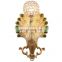 Modern light luxury atmosphere gilded bronze living room dining room crack crystal glass multi-head wall lamp light decor