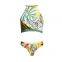 2 Pieces Ladies Women Printed Sexy Swimsuit Bikini Swimwear with Skirt Cover-Up