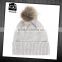 Knitted real fur pom pom attached crochet fancy baby beanie hats                        
                                                Quality Choice