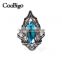 Fashion Jewelry Zinc Alloy High Quality Crystal Ring Vintage Style Women Party Show Gift Dresses Apparel Promotion Accessories