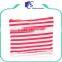Wholesale red stripes canvas zipper pouch cosmetic bag for girls